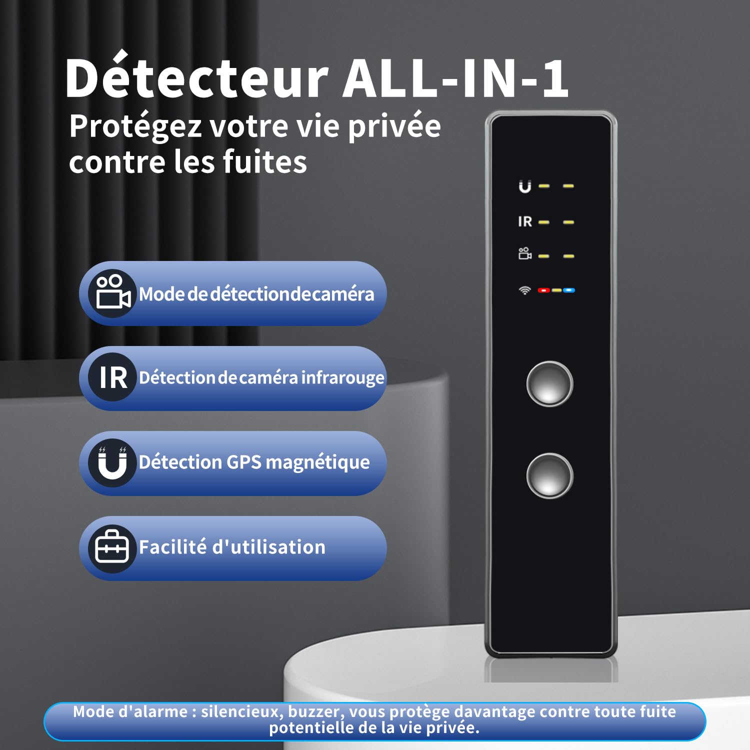 Détecteur Micro Espion, Détecteur De Caméra Espion, Détecteur Anti-Espion Bug, Scanner De Traceur GPS Anti-Espion, DéTecteur D'éCoute GSM GPS Tracker Scanner pour Les HôTels