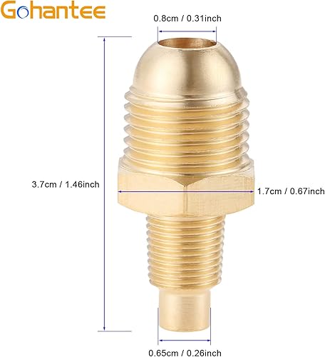 Miniatura 6 de gohantee Conector de orificio de propano de latón para montaje de tubo de 3/8 pulgadas de flare x 1/8 pulgadas Mnpt para fundición independiente,