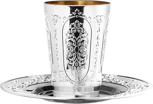 Miniatura 6 de Nicole Fantini Vaso Kiddush de vino de diamante, copa para niños, plata, 5 onzas 5 juegospaquete para Pascua y todas las fiestas judías