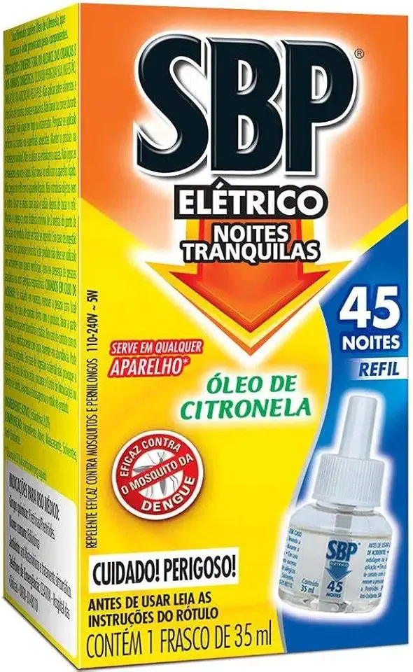 SBP Repelente Elétrico Líquido 45 Noites Citronela Refil 1 unidade 35ml
