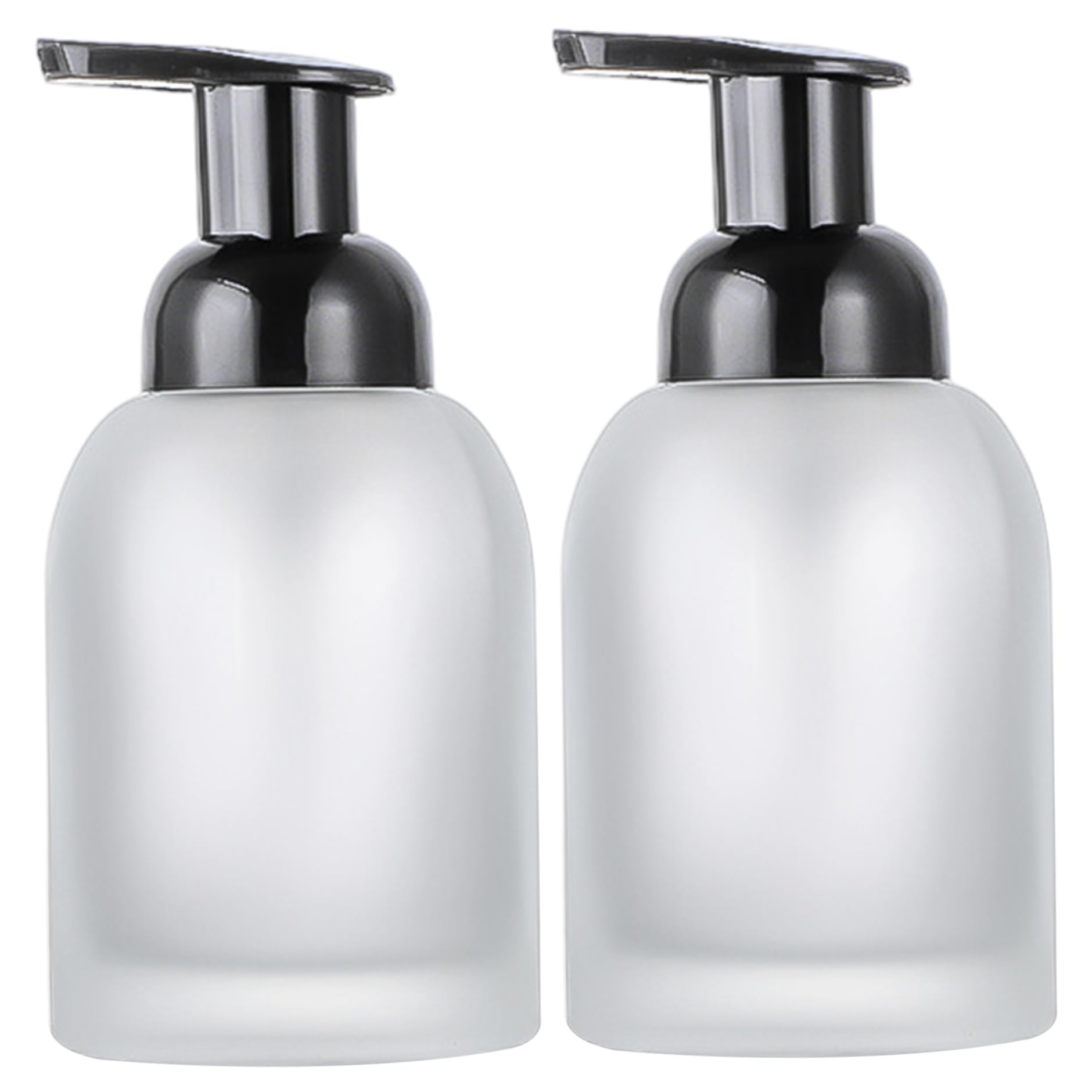 Dispenser di Sapone in Vetro da 2 Pezzi con Pompa Dispenser di Sapone schiumogeno Satinato da 250 ml/8 Once Ricaricabile per Bagno e Cucina