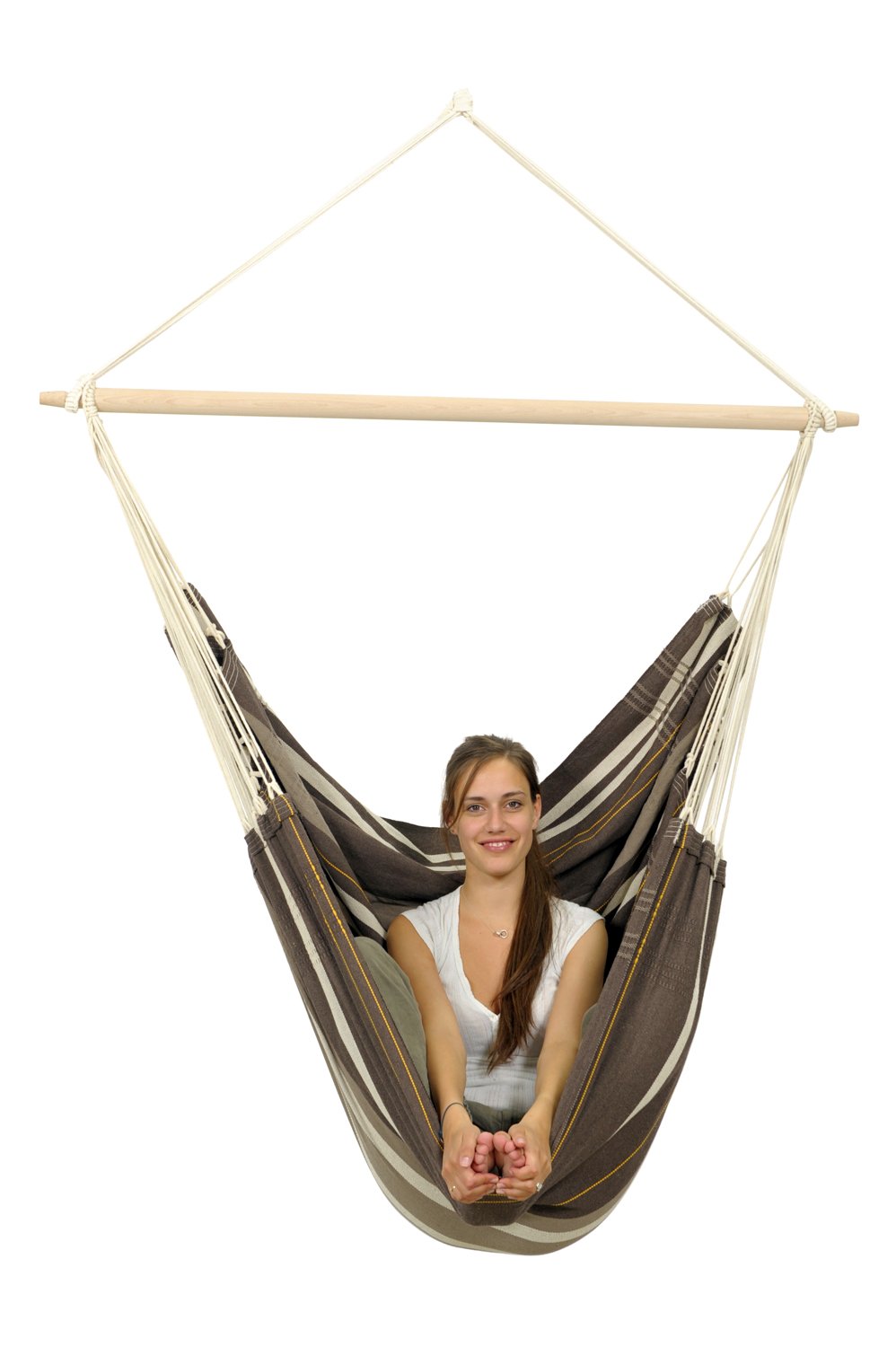 Amazonas - XXL Hängesessel Brasil Gigante | Hängesessel ohne Gestell mit großer Sitzfläche, handgefertigt in Brasilien | Belastbar bis 200 kg; Sitzfläche 2m x 1,4m; Stablänge 1,4m | Farbe: Café