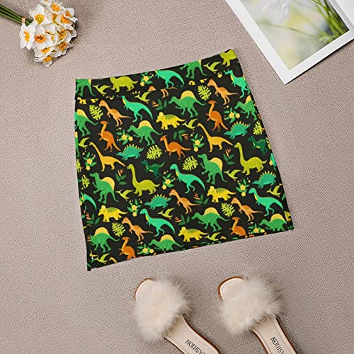 DAPERCI Dinosaur Women\'s Anti-Glare A-line Hakama Layered Short Trousers Culottes WithPockets Elastic High Waist Skirt