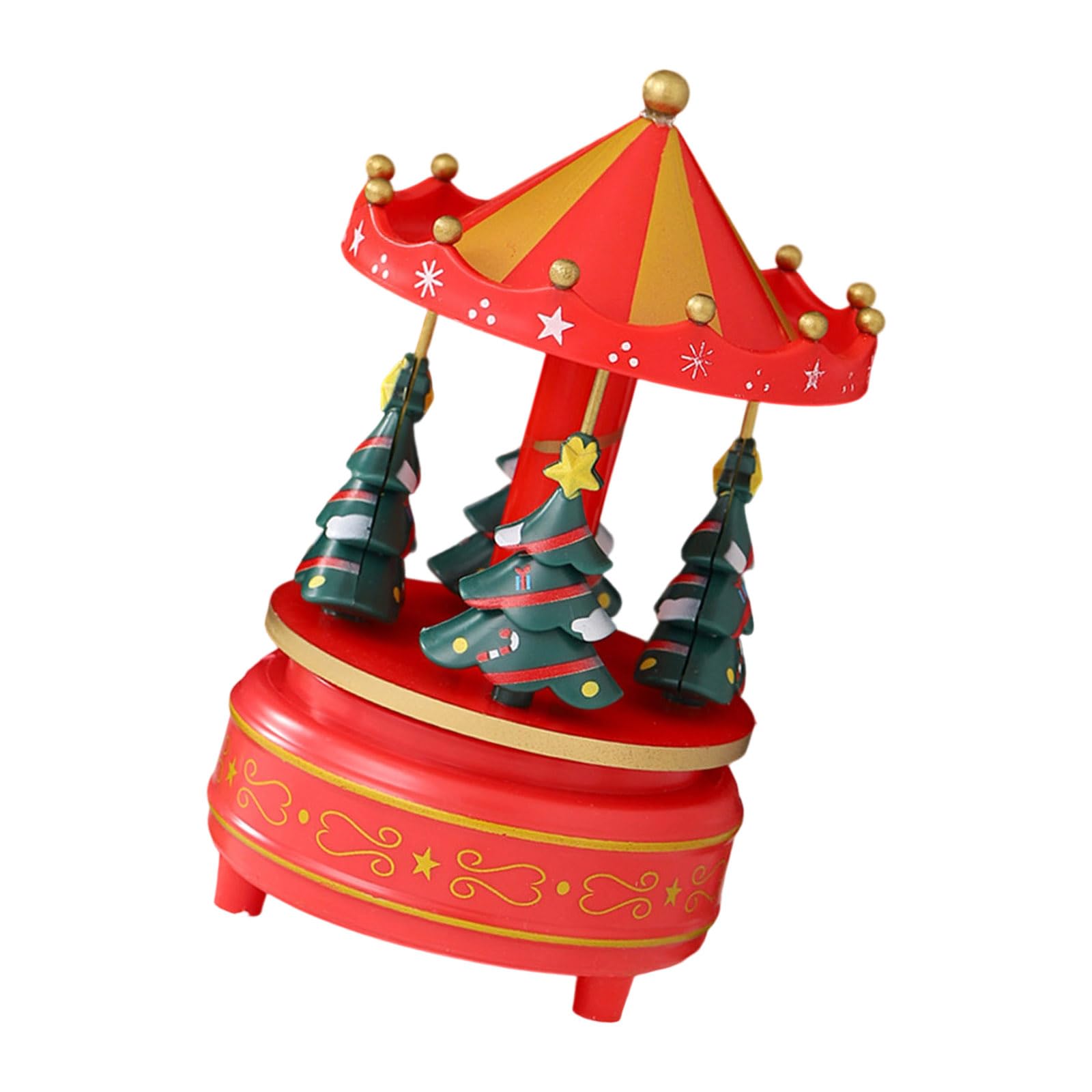 Hsioluted Hand-Cranked Rotating Christmas Tree Music Box with Festive Melodies, Holiday Home Tabletop Decor for Family Gifting Mechanical Christmas Tree Decors Music Box