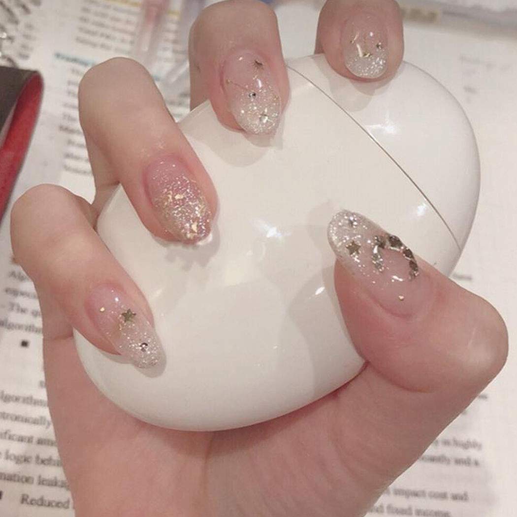 Amazon Com Gorais Oval Fake Nails Clear Medium Press On Nails Crystal False Nails Glossy Full Cover Nails For Women And Girls 24 Pcs B Clear Beauty Personal Care