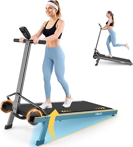 Miniatura 24 de ANCHEER Cinta de correr con inclinación del 12%/15%, almohadilla plegable con barra de asa, capacidad de 320-450 libras debajo del escritorio, Rojo