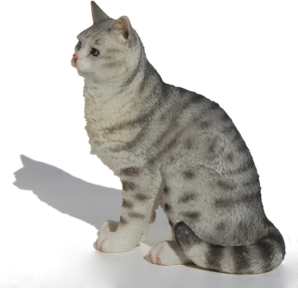 US 4.25 Inch Poly Stone American Shorthair Tabby Spotted Gray - Image 4