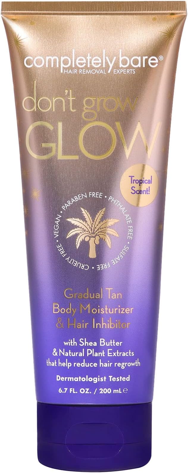 don't grow GLOW Gradual Tan Body Moisturizer & Hair Inhibitor - Shea Butter & Hair Minimizers
