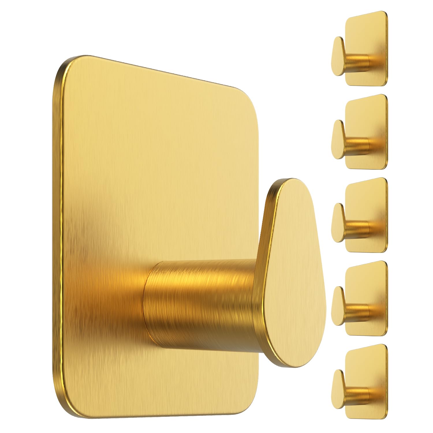 4smile Handtuchhalter ohne Bohren - Badezimmer Handtuchhalter aus Edelstahl, funktionale ovale Klebehaken - Wasserfeste Haken für Bad, Haken selbstklebend, Handtuchhaken, 6er Set, Gold