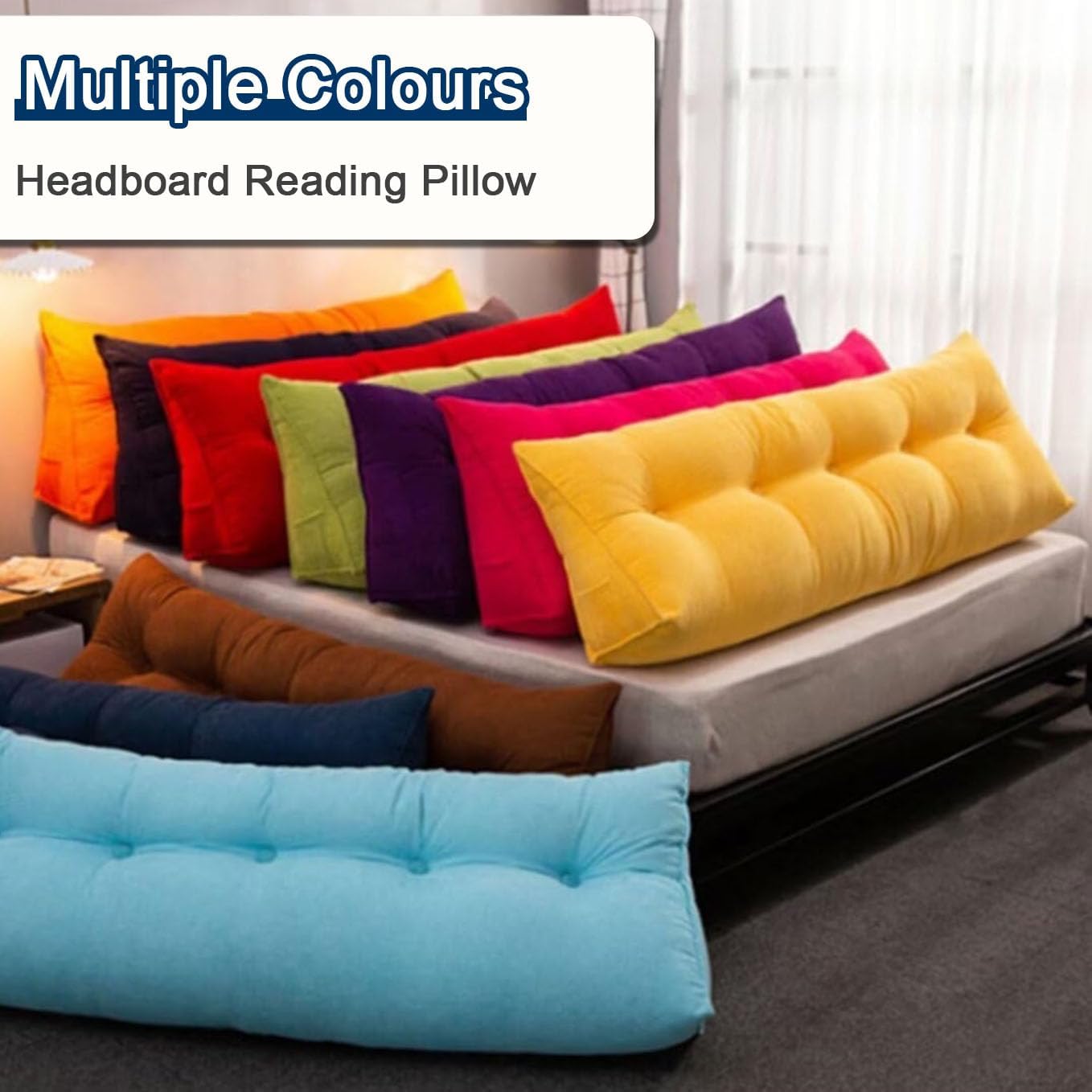 Wedge Pillow Soft Triangular Rest Reading Pillow, Large Headboard Backrest Lumbar Support with One Side Pocket Cushion Waist Backrest (Purple,60x20x50cm)