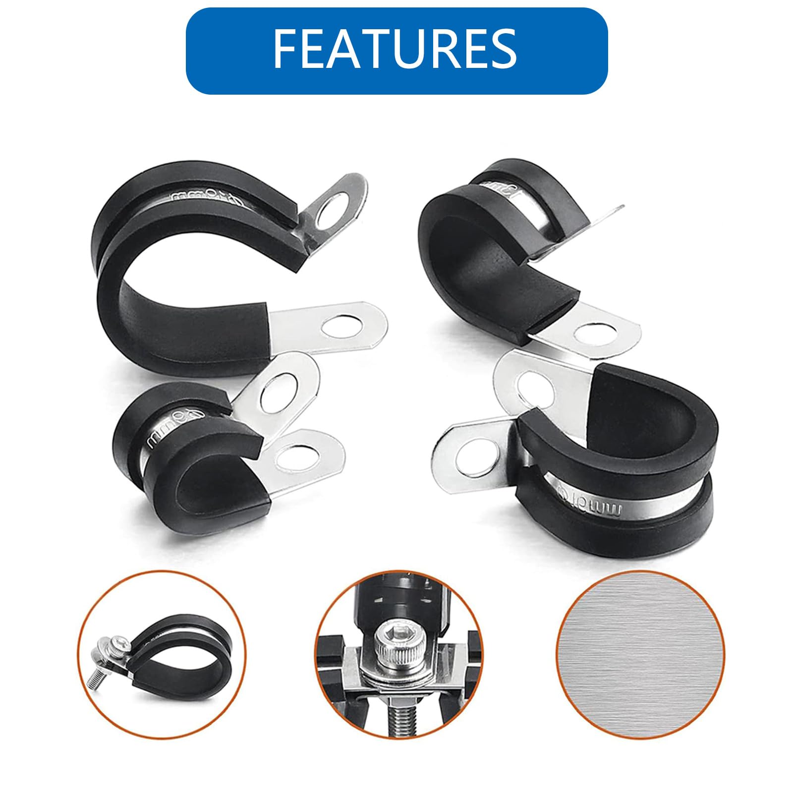 Assortimento di morsetti per cavi da 60 pezzi per l'installazione di tubi e fili. Clip in acciaio inox imbottita con viti