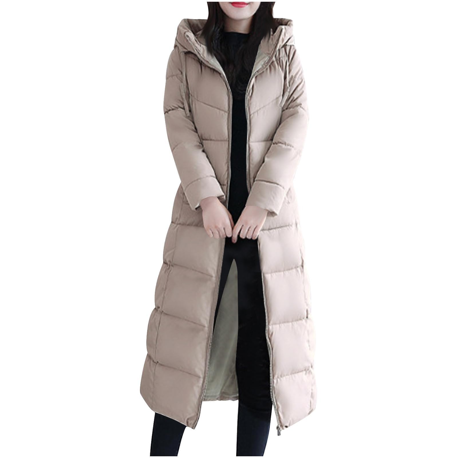 Generisch Giacca invernale da donna, lunga e resistente, calda, spessa piumino, capispalla con antivento, casual, alla moda per il freddo