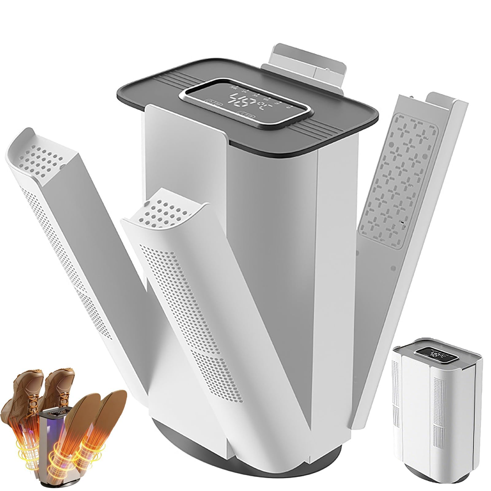 Eoweiot 220v Boot Dryer and Warmer with Digital Touch Screen, 4 Arm Shoe and Glove Dryer, 3 Timer Settings, 2 Speed Temperature Control