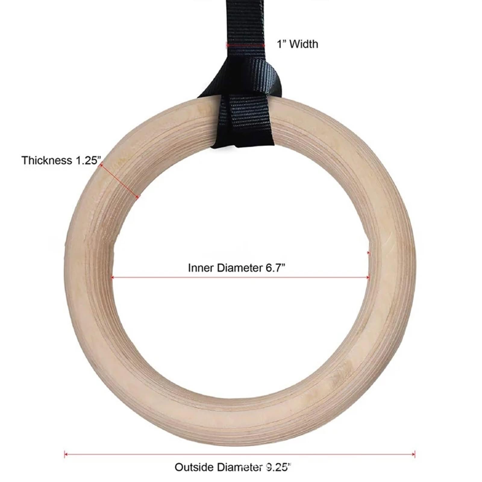 Anelli da Ginnastica Anelli da Ginnastica in Legno for Fitness 28/32 mm, Attrezzature for Il Domestico, for la, Anelli Indoor, Sportivi