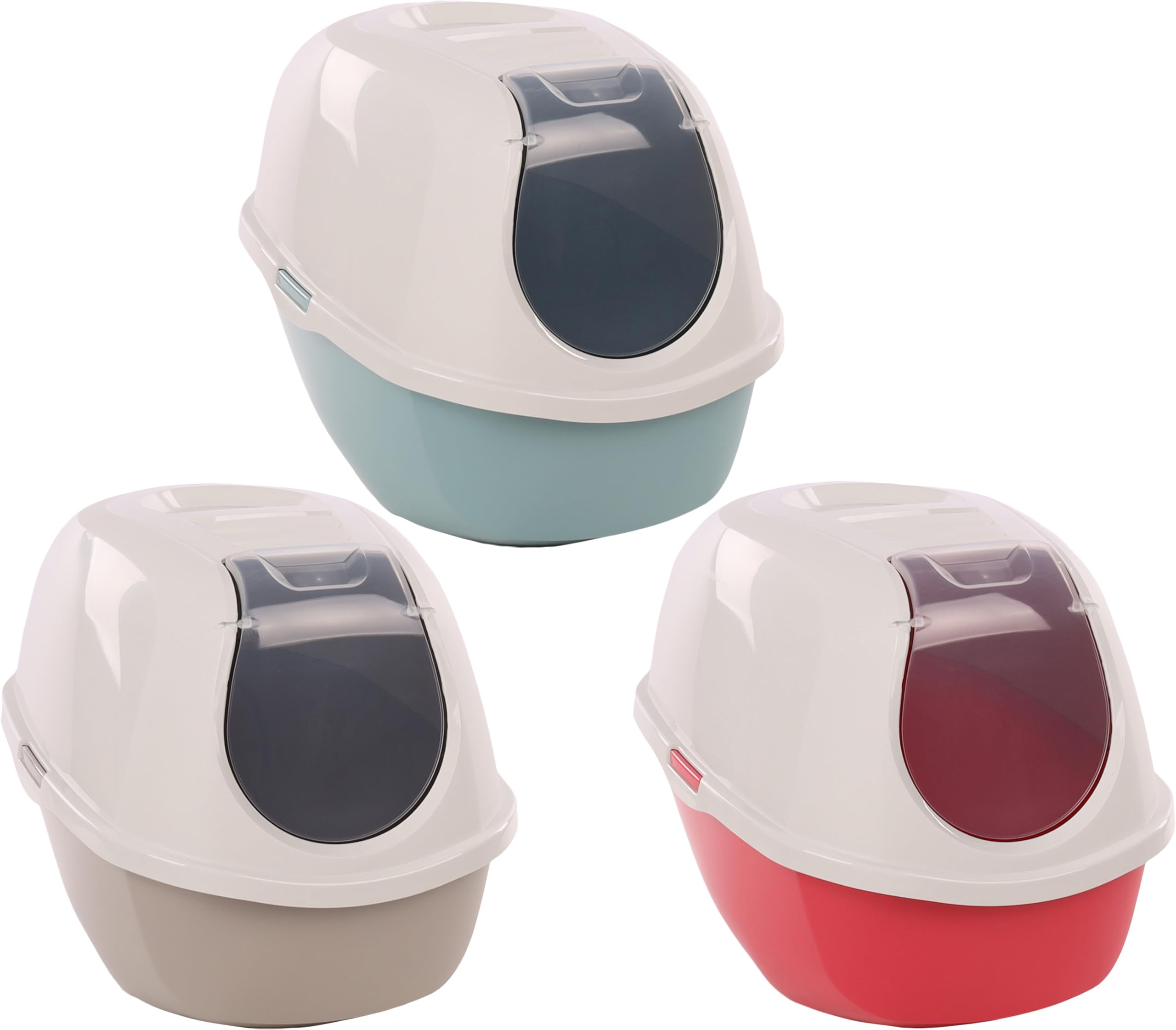 Flamingo Maison de Toilette pour Chat Kato XXL 66L - Maison de Toilette Chat fermée, Caisse Chat litiere, Amovible, Pelle, L59 x P39 x H39 cm Vert