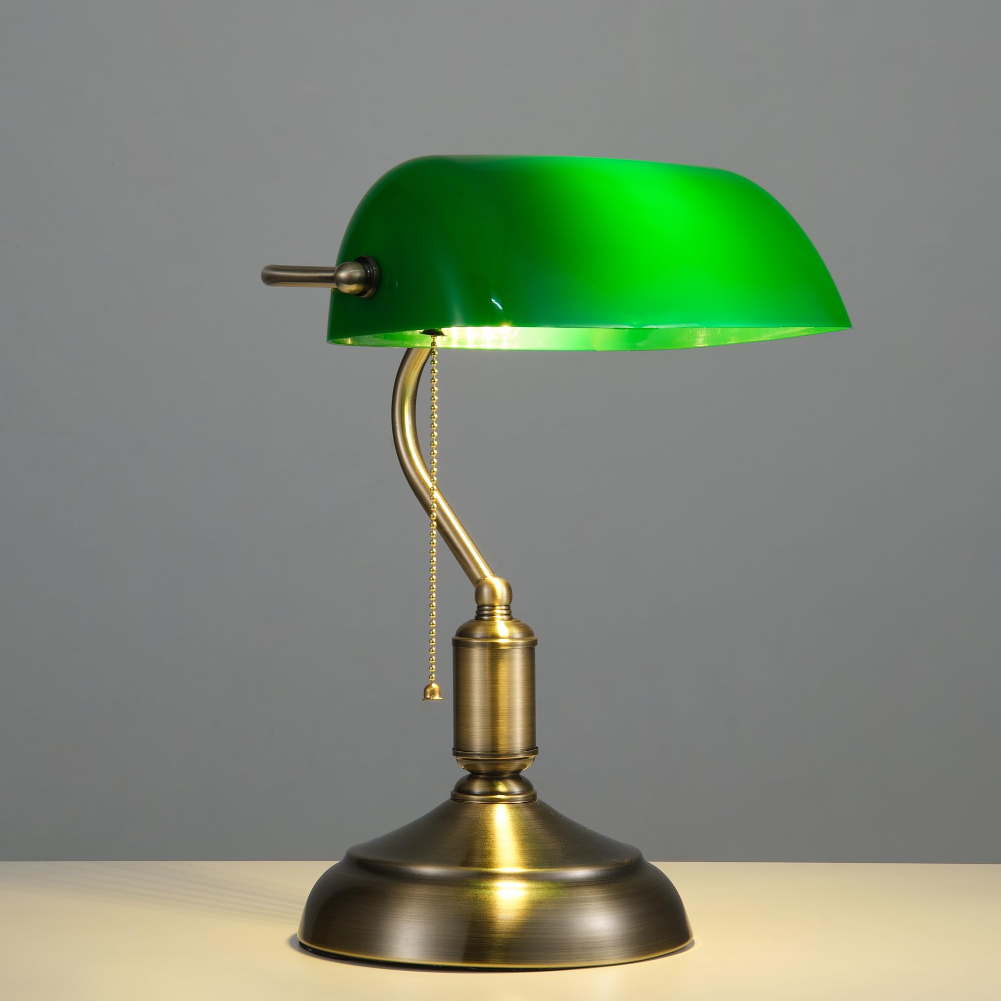 DIVEKID Bankers Lamp, Green Desk Lamp with Pull Chain Switch, 3