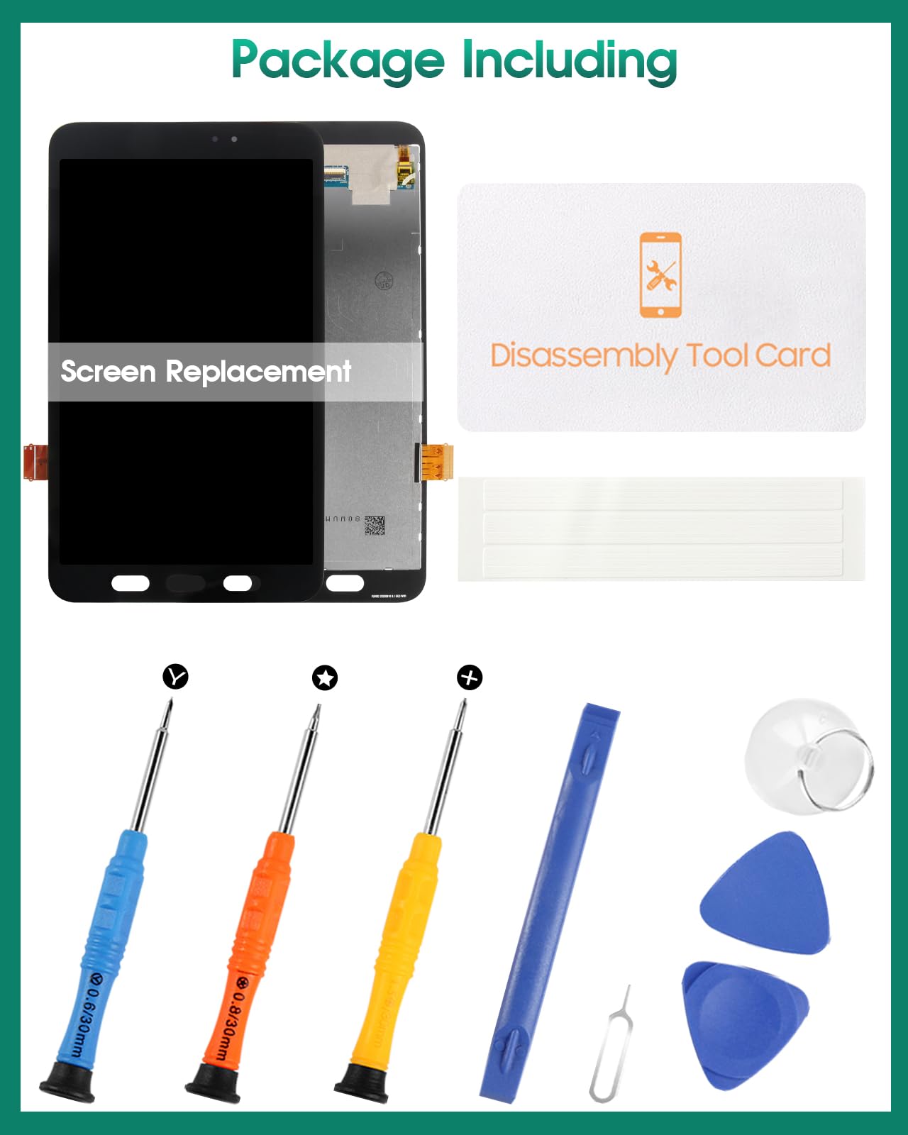 Écran LCD de rechange Samsung Galaxy Tab Active3 SM-T570 Touch Digitizer Kit WiFi Noir