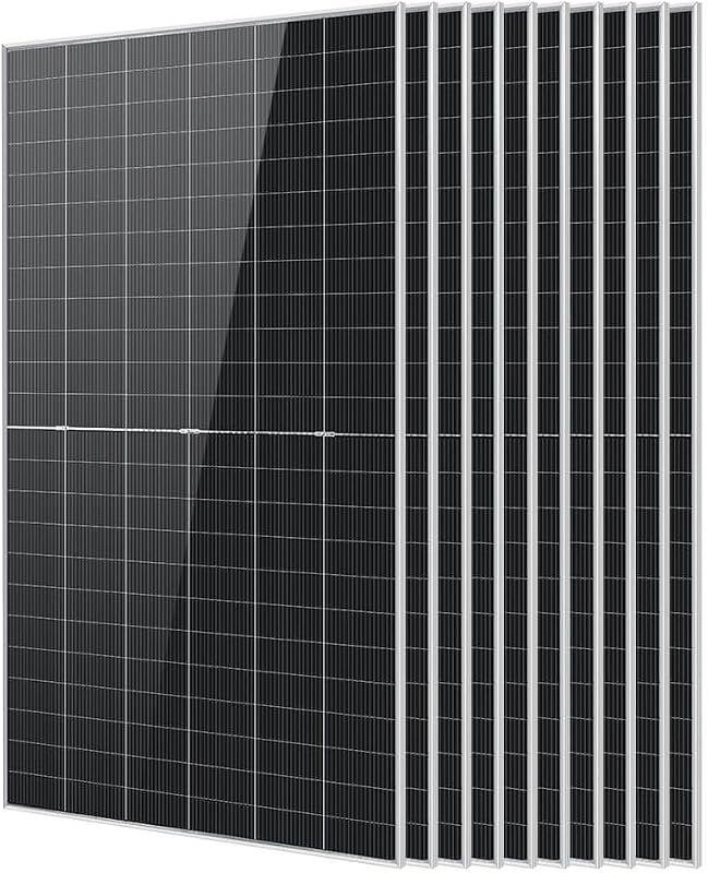 SUNGOLDPOWER UL61730 N-type 10PCS 590W Bifacial Solar Panels,16BB High Efficiency Monocrystalline Solar panel for Energy Storage,Charging Station, Household,On/Off Grid Solar System (10x590W Bifacial)