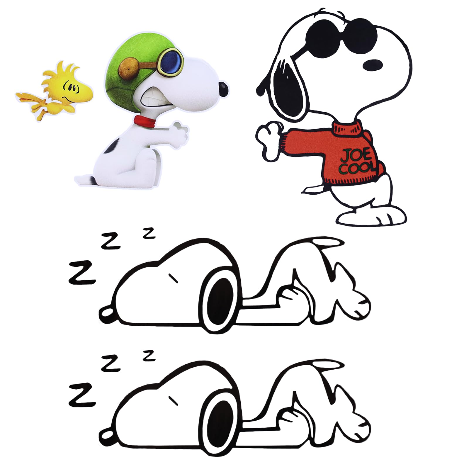 NineSSJLY 3× Aufkleber – Peanuts Sticker Set mit 3 Motiven – Wasserdichte Autoaufkleber 15×20 cm – Für Auto, Vespa, Laptop, Fenster, Kinderzimmer, Motorrad