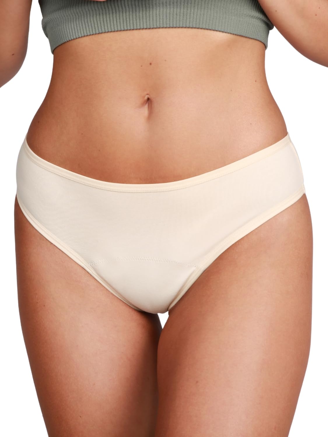 Taynie Brazilian Period Underwear Light Bleeding - Menstrual Underwear - 2 Tampons, Period Briefs up to 12 Hours, Washable at 60 °C, beige, 40