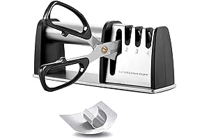 Professional Knife Sharpener 4 in 1 For All Kitchen Knives & Scissor, Black