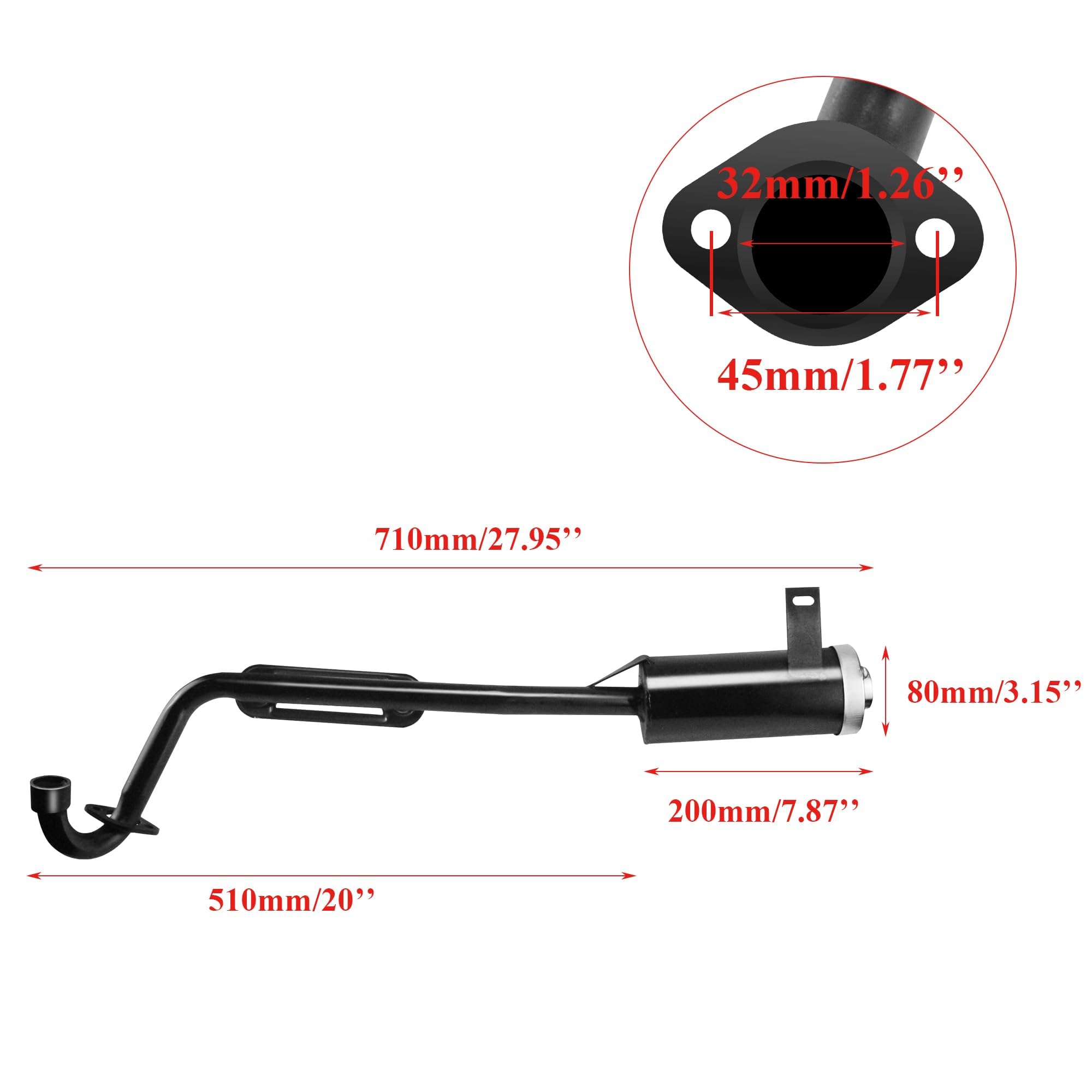 Exhaust Pipe + Muffler System – Dinosaur Style – Fits 90cc / 110cc Quad Dirt Bike ATV Buggy – ZEEB PE15-E – 3-Month Warranty