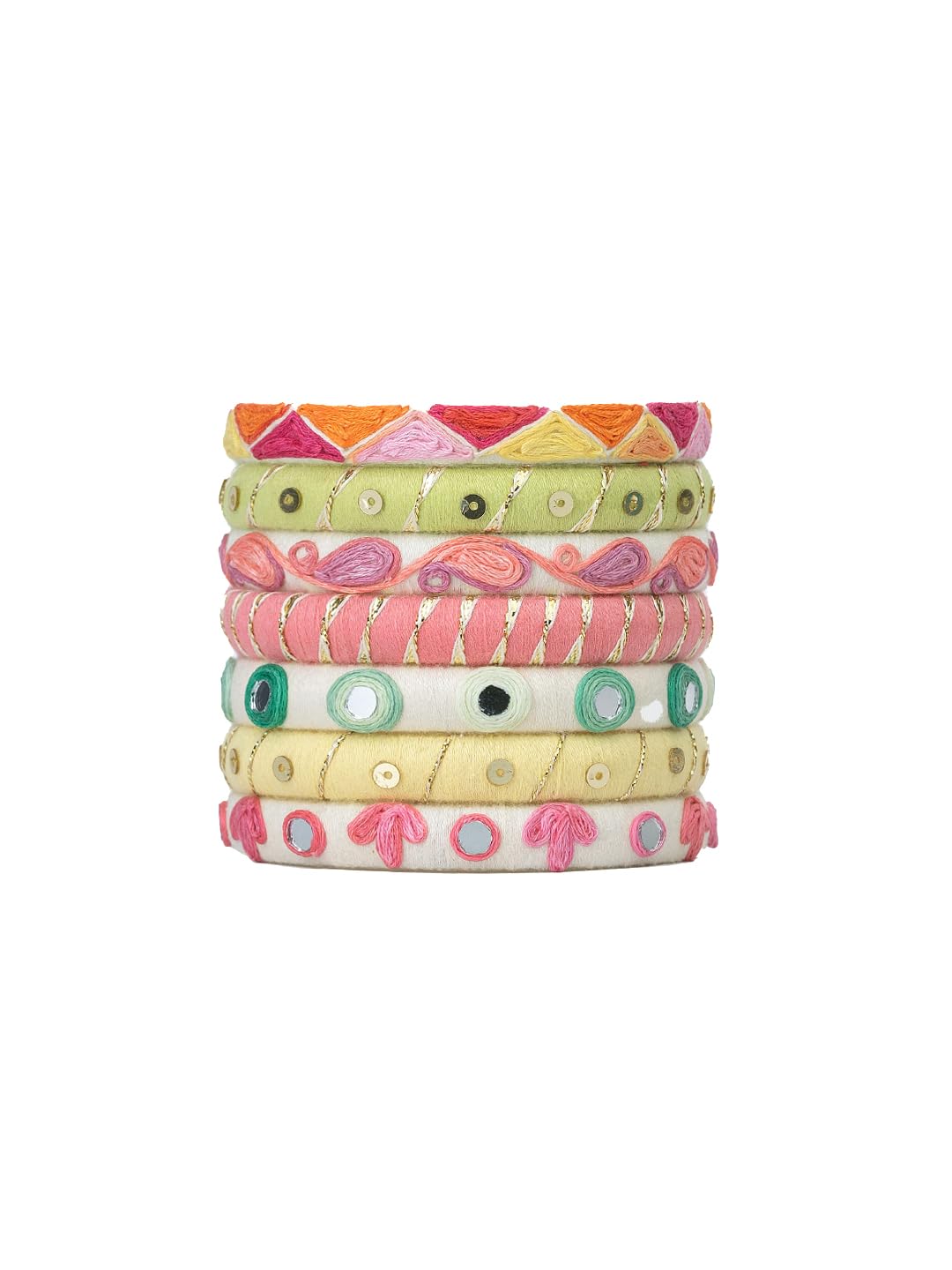 Varahi pastel coloured thread work handcrafted Navratri bangles set For Women & girls Size 2.6 Set of (7 Bangles) (B0DF5V4M77) Amazon Price History, Amazon Price Tracker