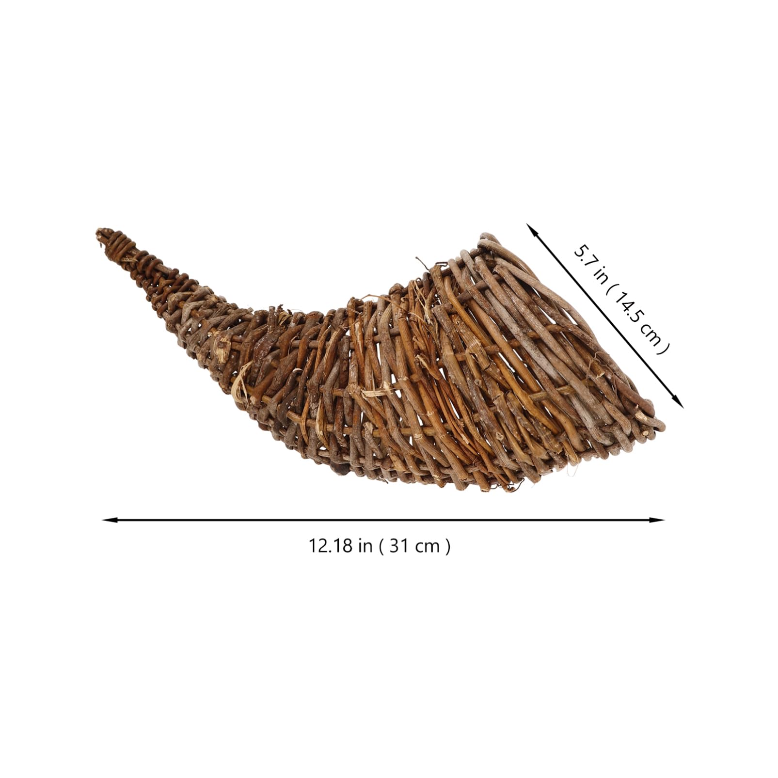 BESPORTBLE Cesto di Rattan Intrecciato a Forma di Corno di Bue Funzione di Contenitore Pratico e Decorazione Rustica per Tavolo da Pranzo e Cucina