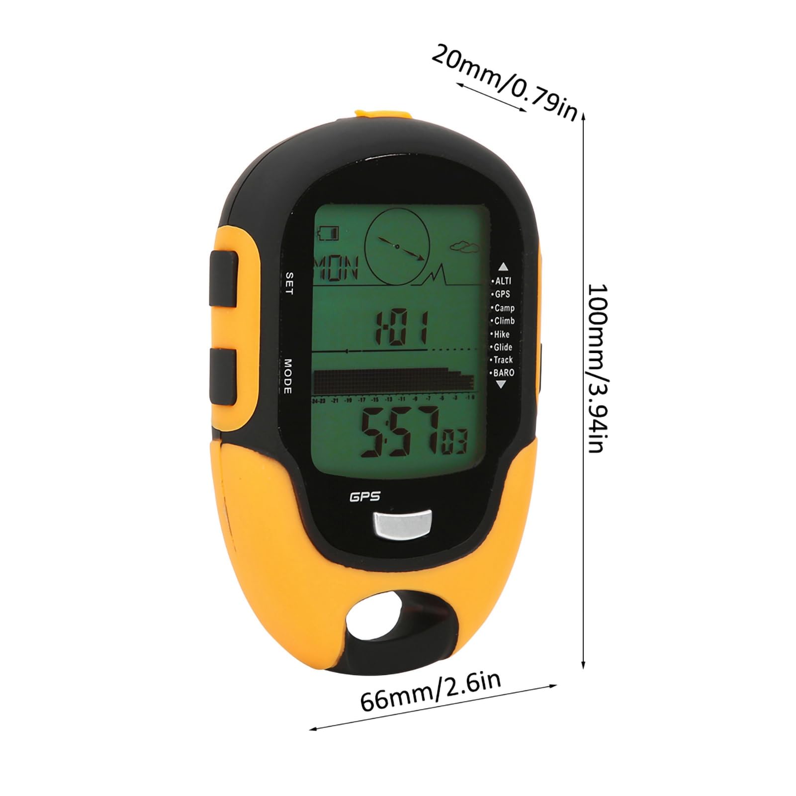 Dilwe Altimètre Numérique Multifonction, Portable Extérieur Portable FR510 ABS IPX4 LCD Boussole GPS Altimètre Thermomètre Baromètre Testeur de Pression