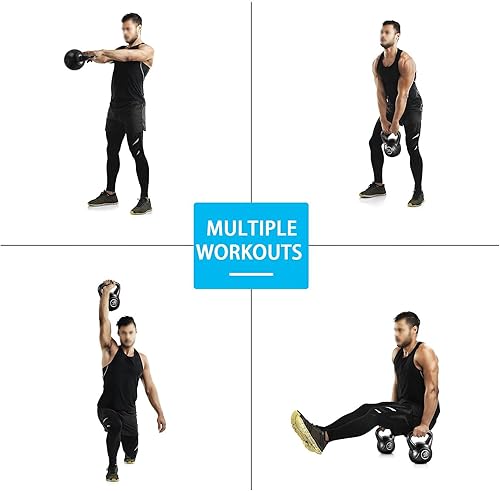 Miniatura 6 de Yaheetech Pesas rusas de 35 libras, para hombres y mujeres, gimnasio en casa, equipo de ejercicio y fitness con base plana ancha y agarre