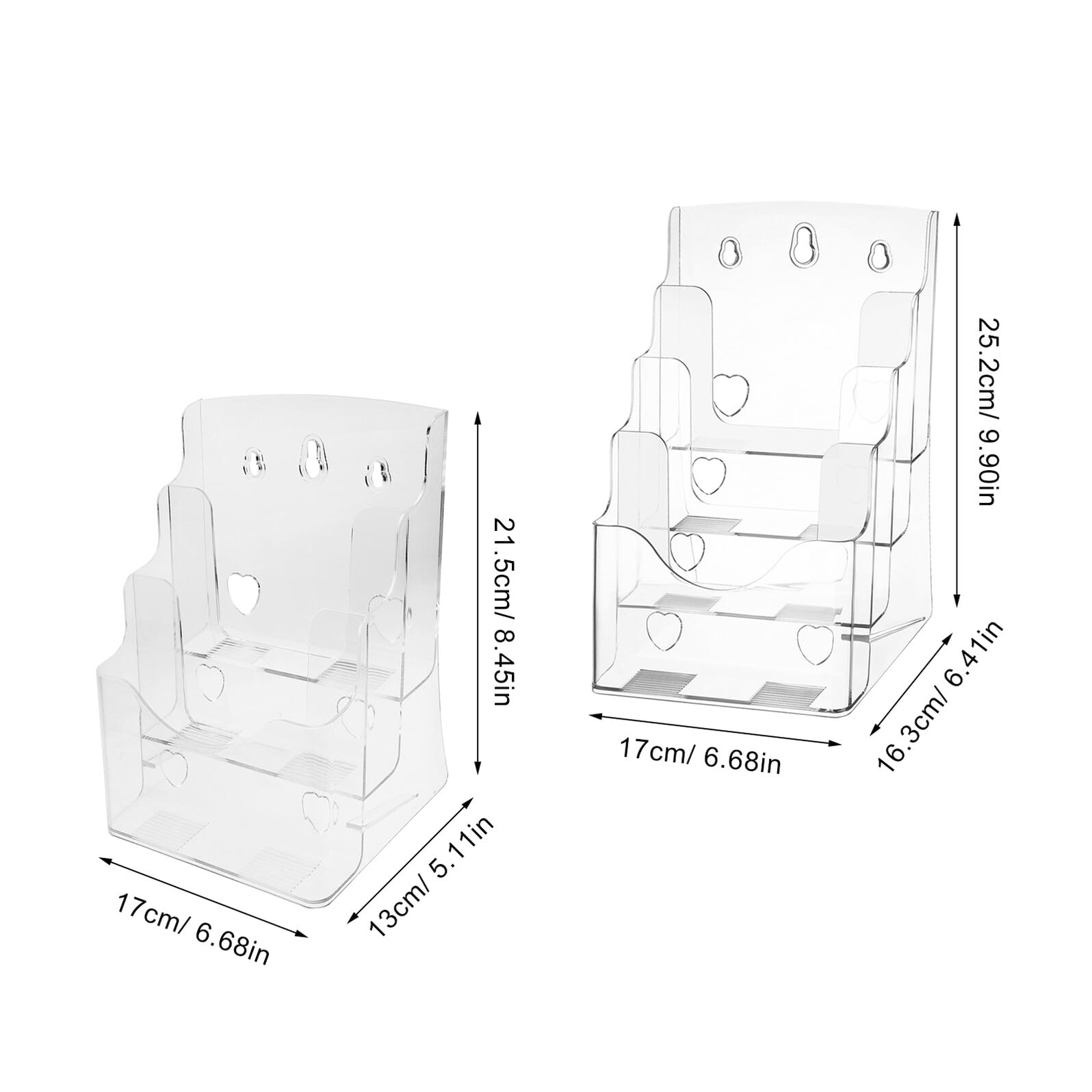 Zerodeko Lot de 2 Présentoirs de Brochures en Acrylique Transparent Porte-Documents à 4 et 3 Niveaux Support de Table pour Brochures A5 Organisateur de Documents Polyvalent pour Bureau