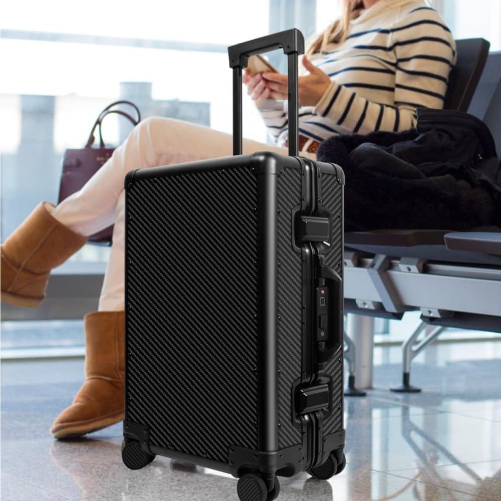 Bagage à Empreintes digitales en Fiber de Carbone, Valise de Roues