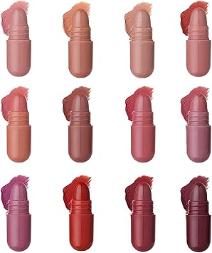 12 Color Mini Lipstick Set, Waterproof And Durable, Long Lasting Lipstick, Anti Smudging, Cute Capsule Shape, Multi-Color Portable Lipstick, Gift For Ladies, Mothers And Girls #12, 12 * 1.4g