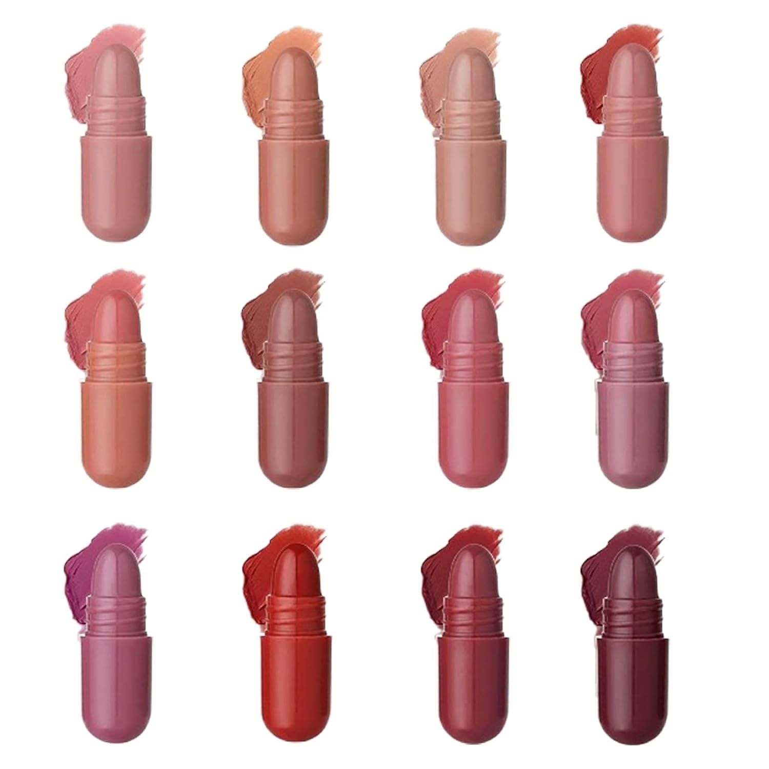 12 Color Mini Lipstick Set, Waterproof And Durable, Long Lasting Lipstick, Anti Smudging, Cute Capsule Shape, Multi-Color Portable Lipstick, Gift For Ladies, Mothers And Girls (#12, 12*1.4g)