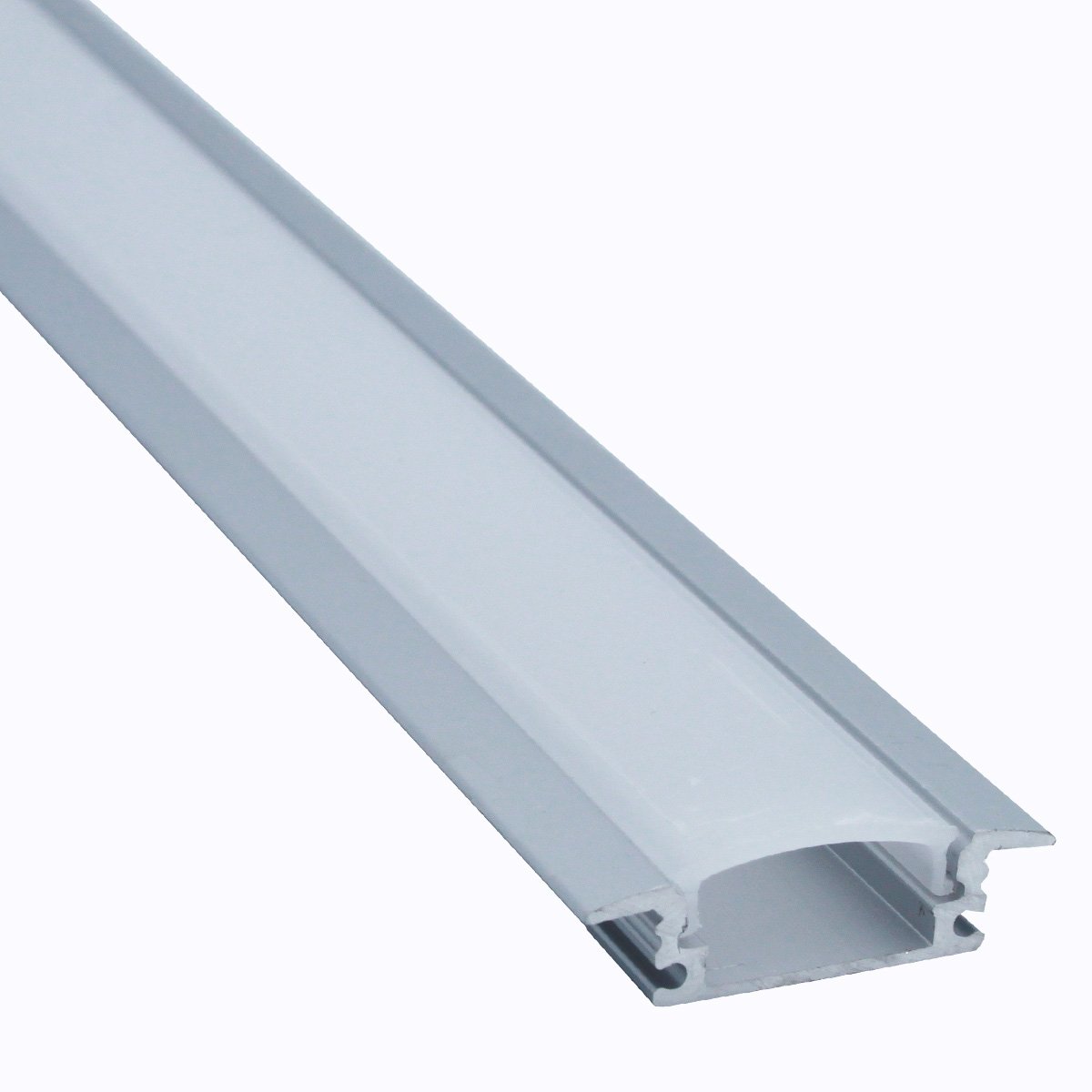 Litever 10 Pack Recess Aluminum Channels for LED Strips 1 Meter / 3.3 FT- Flush Mounting for Max 12mm Wide Flexible or Rigid LED Strip Frosted Diffused Milky Diffuser with Clamps End Caps-LL-007-G