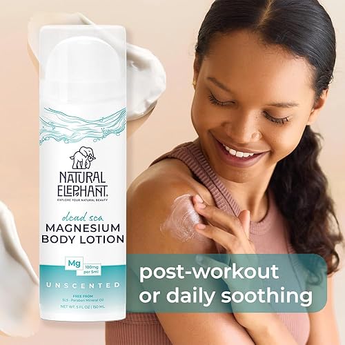 Vista 3 de Natural Elephant Loción de magnesio del Mar Muerto – Humectante corporal perfumado a lavanda Sleeptime Magnesio tópico con minerales del Mar