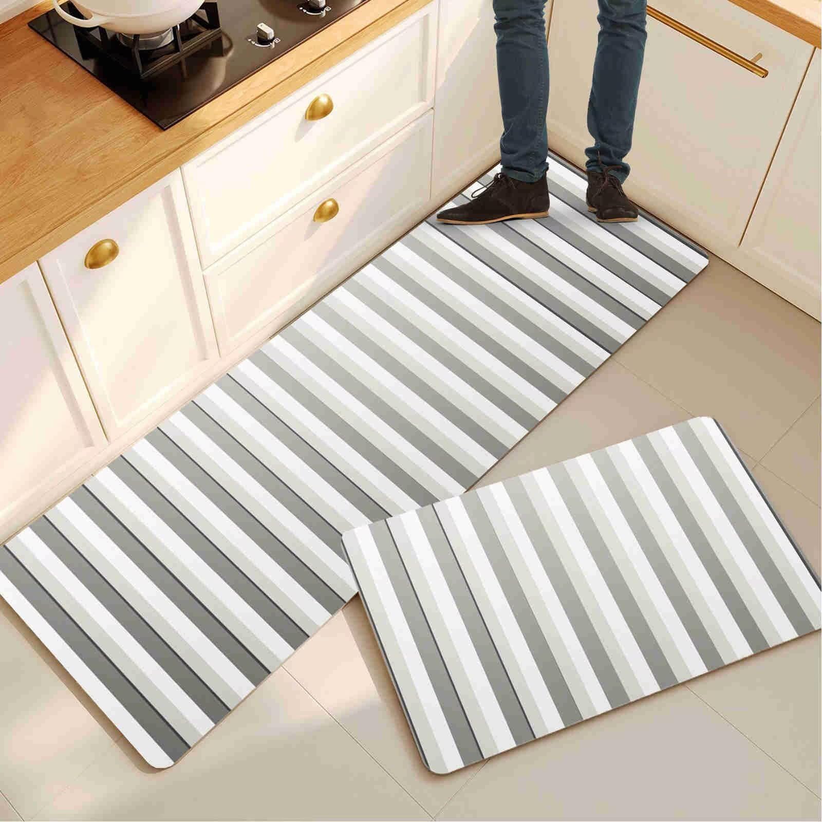 Alfombra cocina lavable de 2 piezas gris alfombras de cocina secado rápido antifatiga