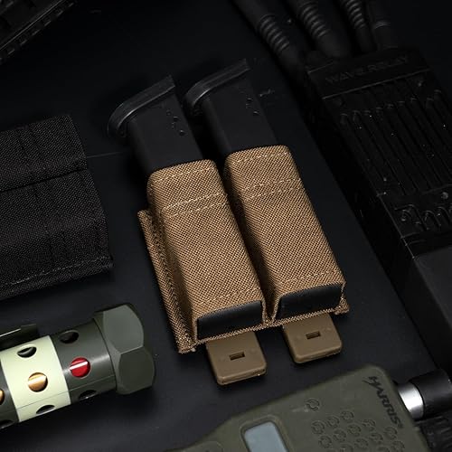 Miniatura 7 de IDOGEAR - Bolsa para pistola Mag doble Molle de 0.354 in con gancho de liberación rápida, inserción táctica, accesorios para cinturón