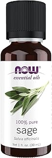 NOW Essential Oils, Sage Oil, Normalizing Aromatherapy Scent, Steam Distilled, 100% Pure, Vegan, Child Resistant Cap, 1-Ounce