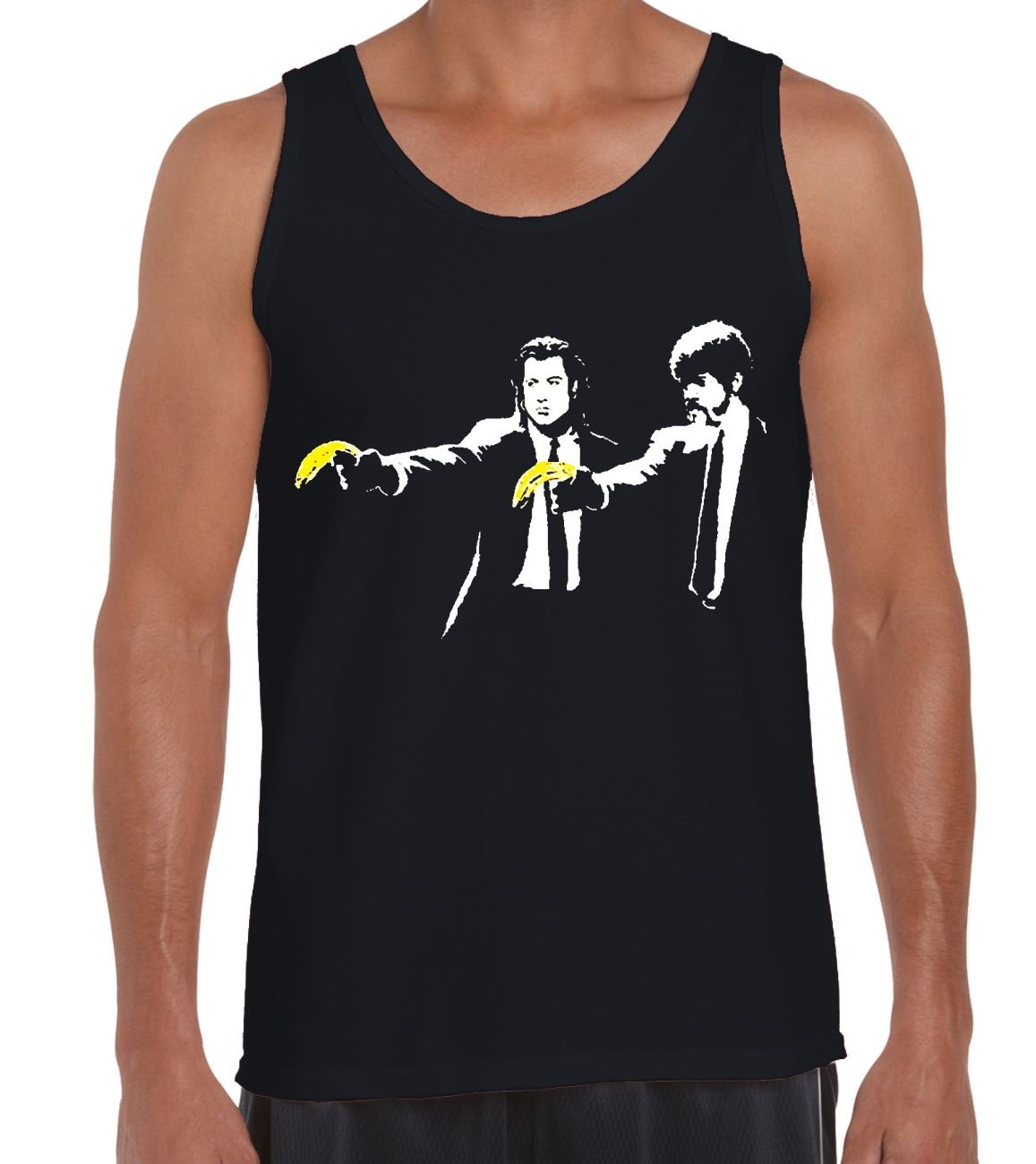 Tribal T-Shirts Mens Banksy Pulp Fiction Vest Top (Large, Black)