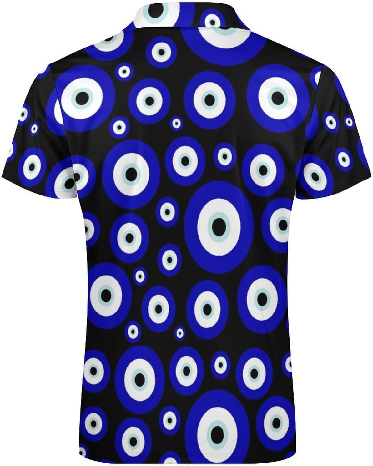 whuhezhi Blue Evil Eye Men's Zip-Up Polo Shirt Casual Knit