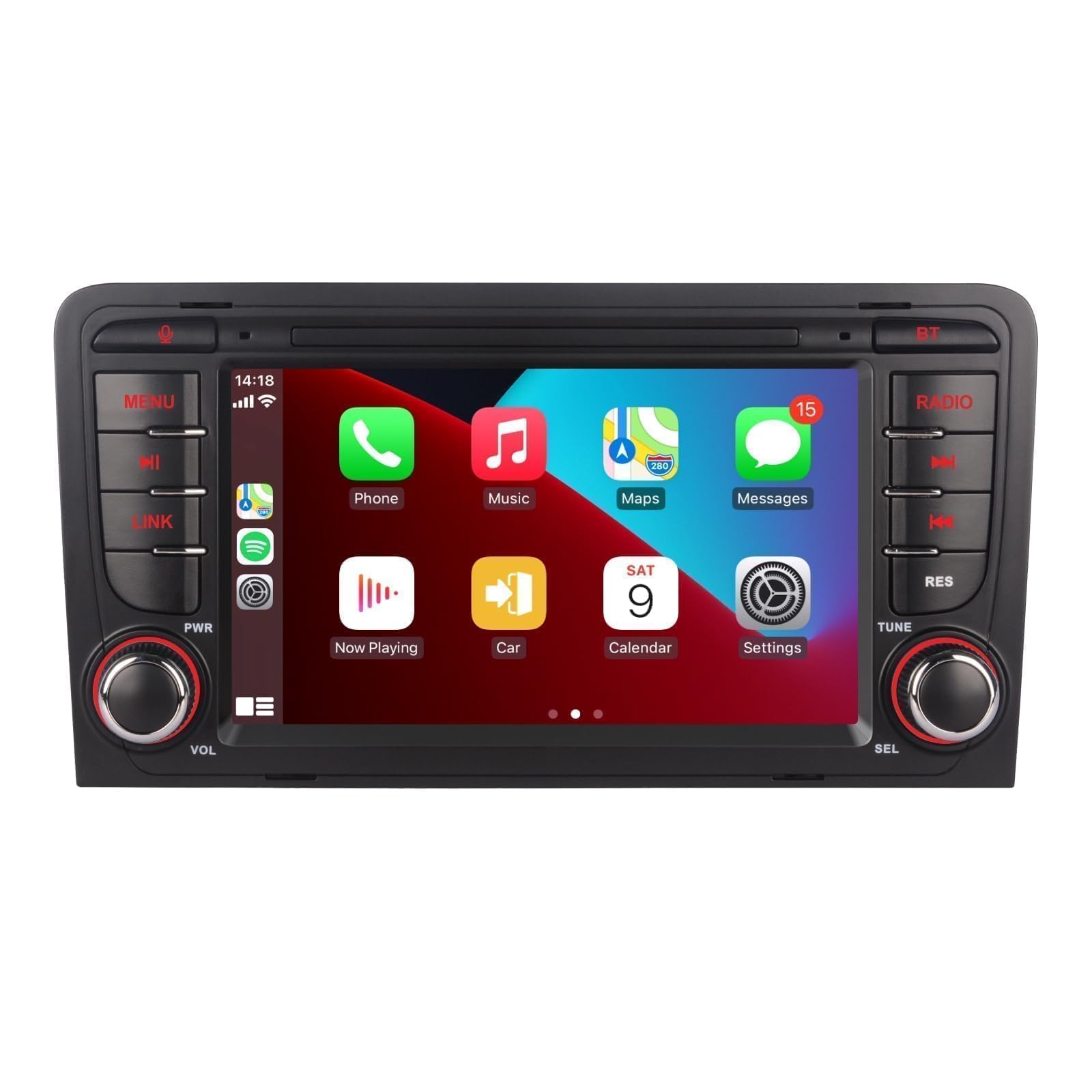 Autoradio compatibile con Wireless Carplay/Android Auto per Audi A3 S3 RS3 2003-2012 con IPS touch screen da Bluetooth/Mirror Link/FM/AM/USB/RDS