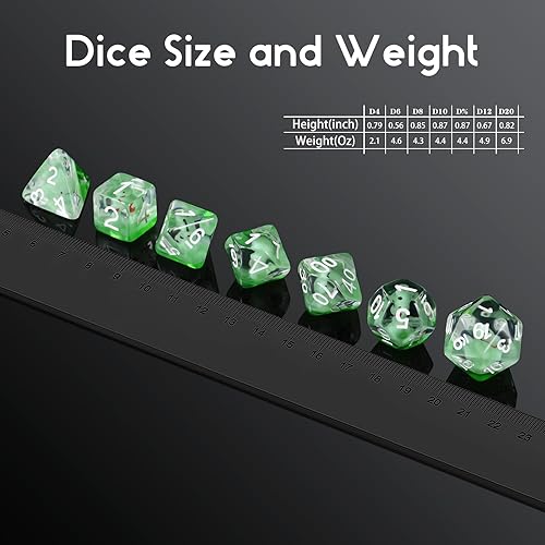 Miniatura 166 de DNDND - Juego de dados DND de resina de 7 piezas con bolsa de terciopelo para juegos de rol D&D y juegos de mesa