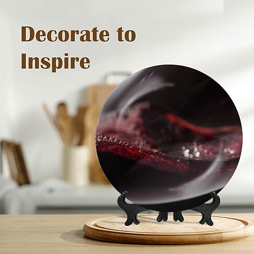 Miniatura 5 de Plato de cerámica para colgar en la pared, decoración de primer plano, cristal de cristal, burbujas de vino tinto, pintura negra, placa decorativa