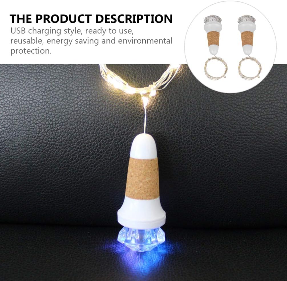 Uonlytech 2pcs Wine Bottle Lights Cork Bottle Lights Wine Cork String Lights Christmas Holiday Party Wedding Jar Lamp Decor (Pack of 2)