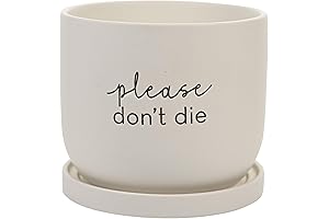Widdop Pristine White Please Don't Die Ceramic Plant Pot