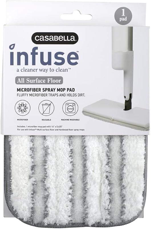 Almohadilla de repuesto para trapeador en aerosol de microfibra Infuse, reutilizable y lavable para usar con trapeador en aerosol Infuse, para todas las superficies duras