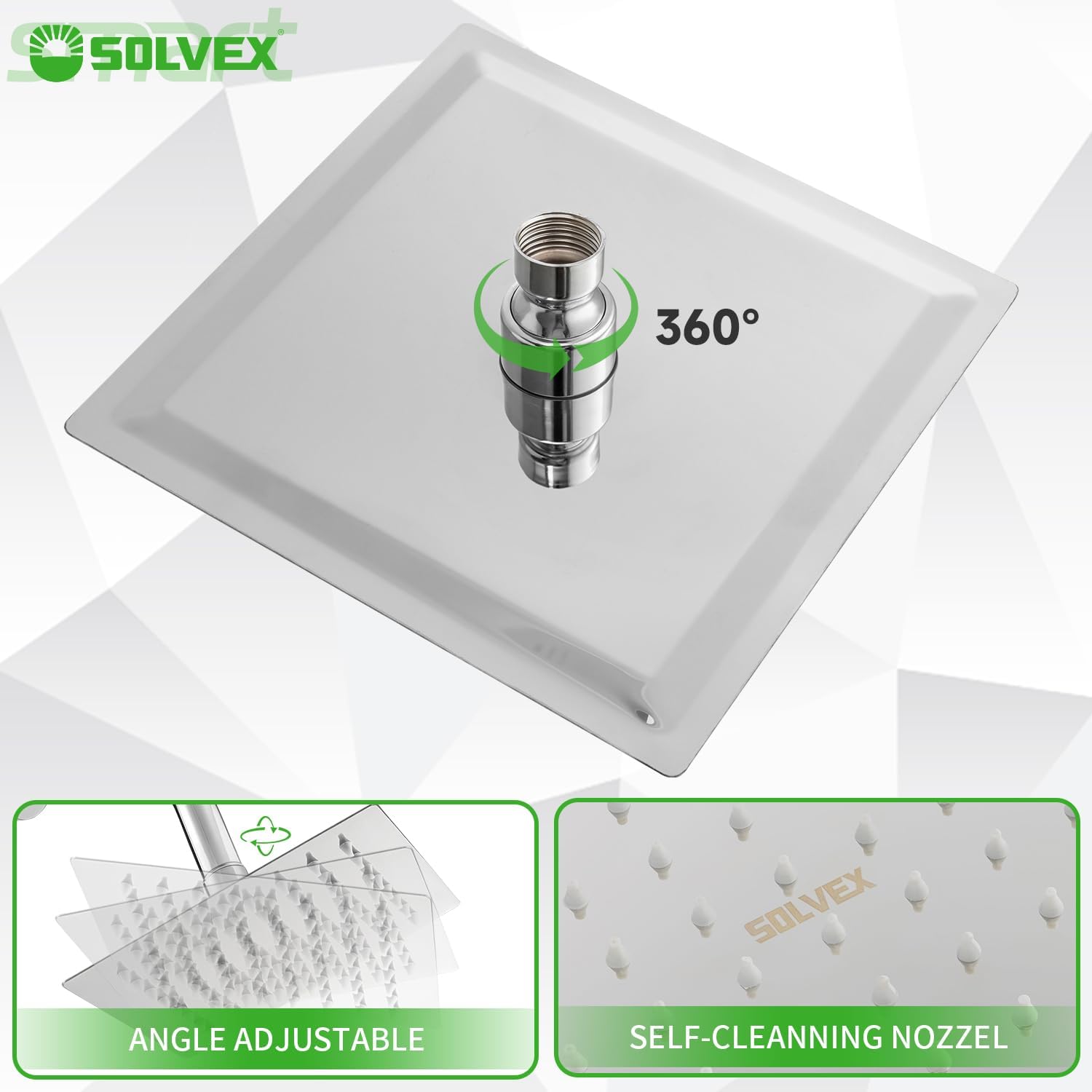 SOLVEX Shower Faucet Set with Valve Rain Shower System Head Stainless Steel Wall Mount Single Handle Shower Trim Kit 6 Inch High Pressure Shower Head Chrome SP-90103