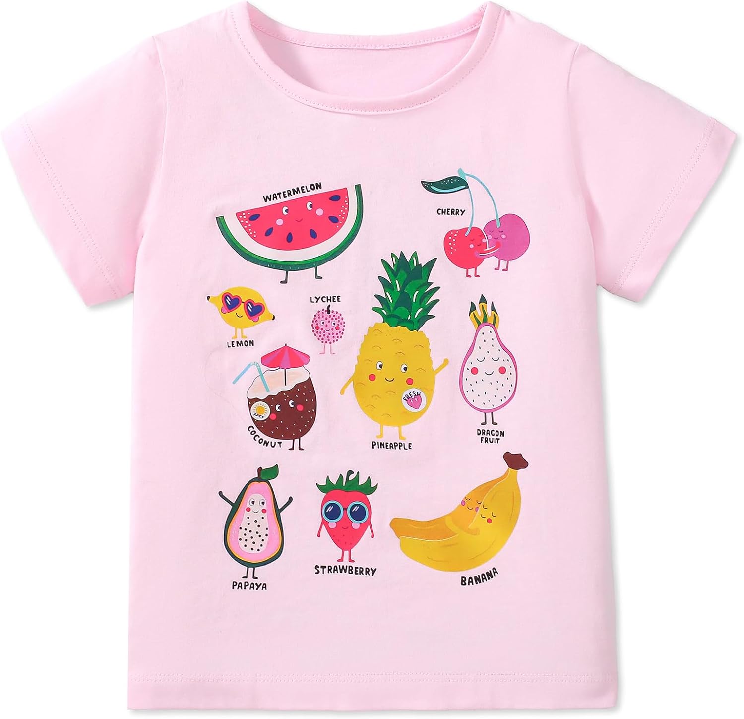 Toddler Girls T-Shirt Short Sleeve Shirt Unicorn Bunny Print Cute Summer Tops Tees Dinosaur Graphic