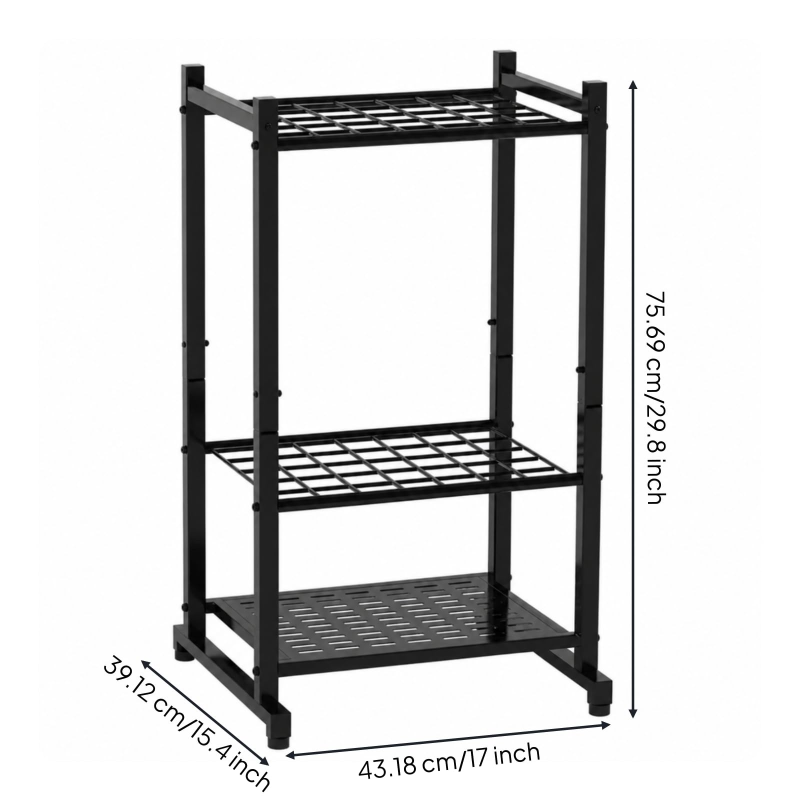 Porta Attrezzi da Giardino Resistente Scaffale in Metallo con Tre Ripiani Antiruggine Portaattrezzi per Garage